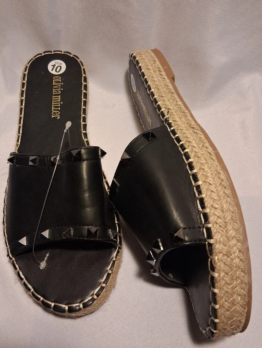 Olivia Miller espadrille slides Sz 10